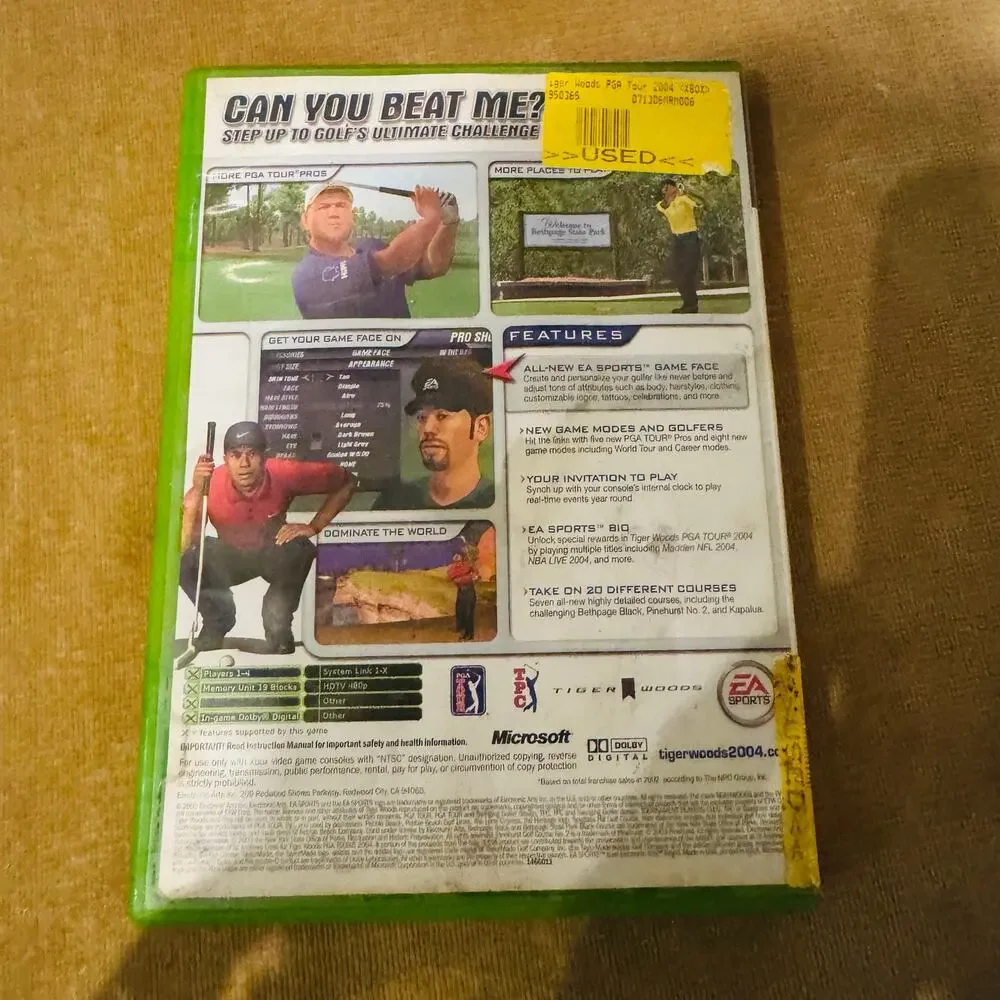 Tiger Woods PGA Tour 2004 Microsoft Xbox includes Manual & Case Working